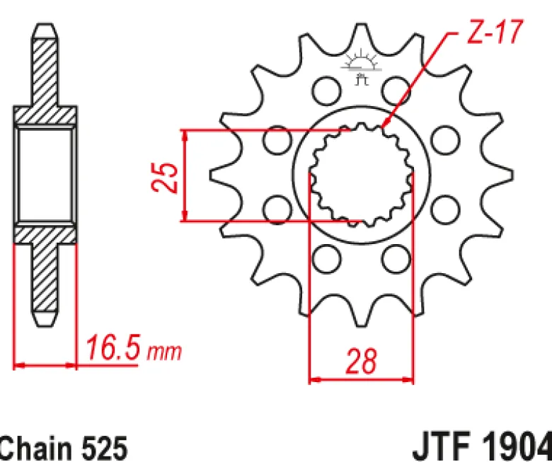 JT Zębatka Przednia JTF1904 rozmiar 525