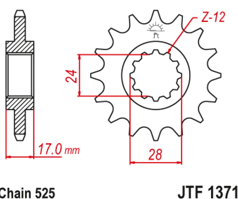 JT Zębatka Przednia JTF1371 rozmiar 525