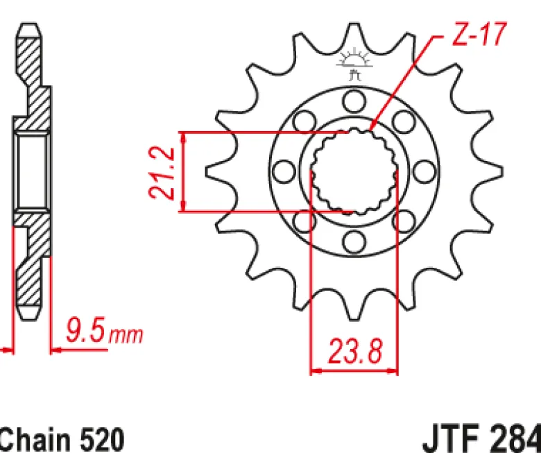 JT Zębatka Przednia JTF284 rozmiar 520