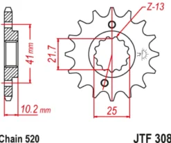 JT Zębatka Przednia JTF308 rozmiar 520