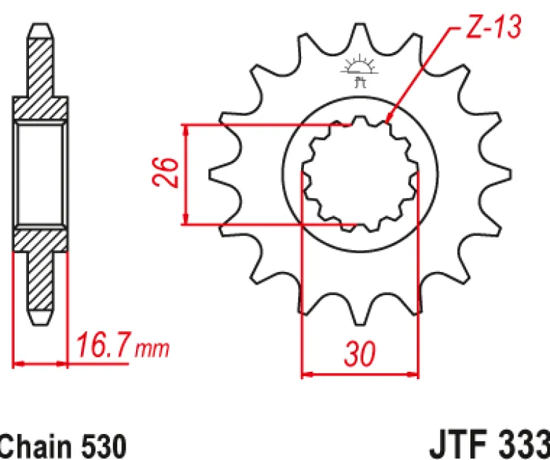 JT Zębatka Przednia JTF333 rozmiar 530