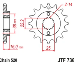 JT Zębatka Przednia JTF736 rozmiar 520