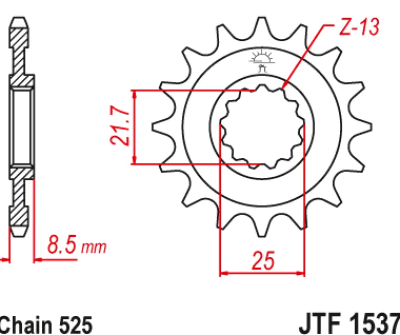JT Zębatka Przednia JTF1537 rozmiar 525