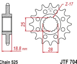 JT Zębatka Przednia JTF704 rozmiar 525