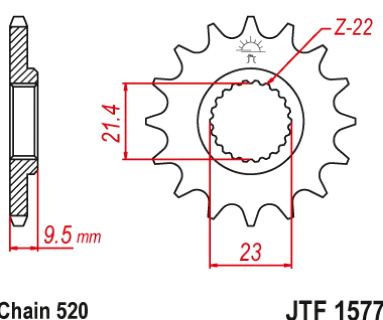 JT Zębatka Przednia JTF1577 rozmiar 520