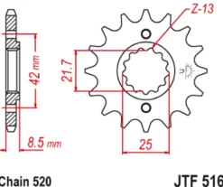 JT Zębatka Przednia JTF516 rozmiar 520