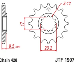 JT Zębatka Przednia JTF1907 rozmiar 428