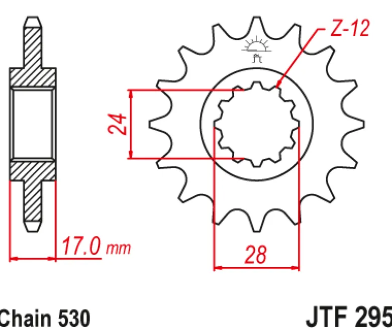 JT Zębatka Przednia JTF295 rozmiar 530