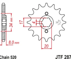 JT Zębatka Przednia JTF287 rozmiar 520