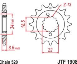JT Zębatka Przednia JTF1908 rozmiar 520