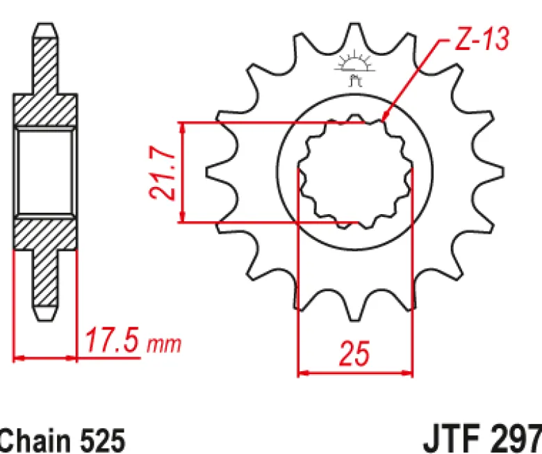 JT Zębatka Przednia JTF297 rozmiar 525