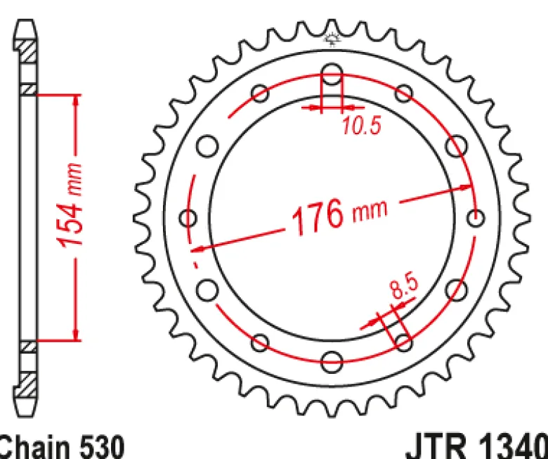 JT Zębatka Tylna JTR1340 rozmiar 530
