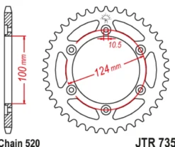 JT Zębatka Tylna JTR735 rozmiar 520