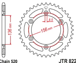 JT Zębatka Tylna JTR822 rozmiar 520