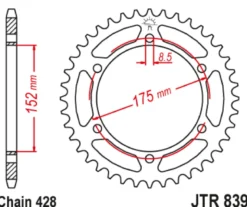 JT Zębatka Tylna JTR839 rozmiar 428