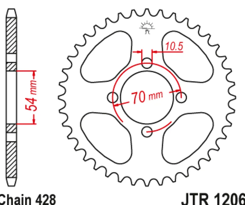 JT Zębatka Tylna JTR1206 rozmiar 428