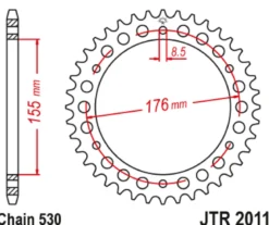 JT Zębatka Tylna JTR2011 rozmiar 530