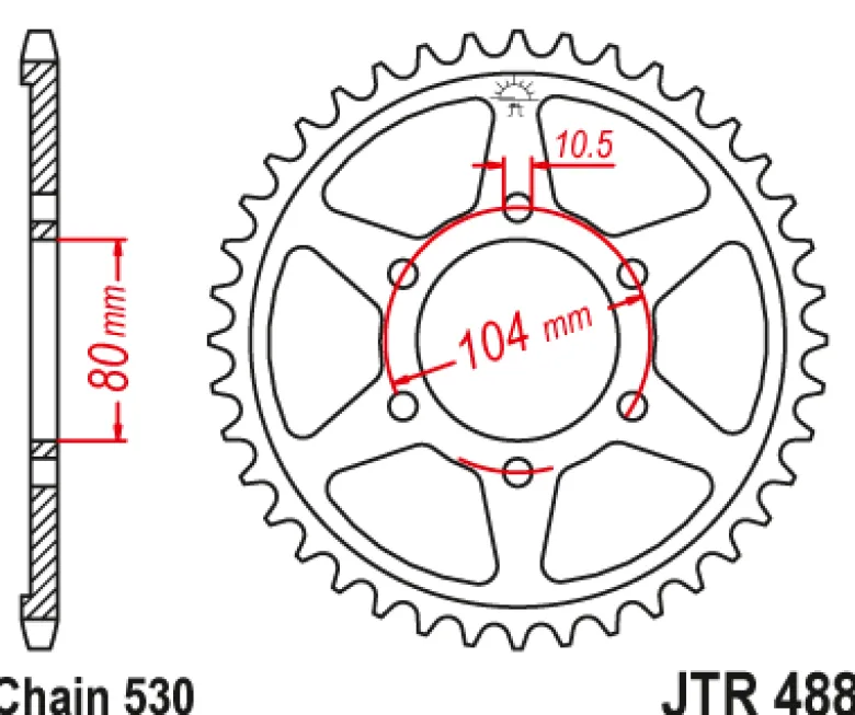 JT Zębatka Tylna JTR488 rozmiar 530