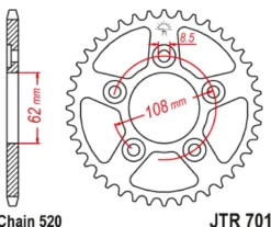 JT Zębatka Tylna JTR701 rozmiar 520