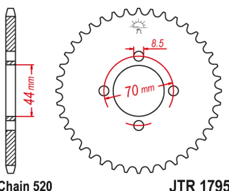 JT Zębatka Tylna JTR1795 rozmiar 520