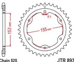 JT Zębatka Tylna JTR893 rozmiar 525