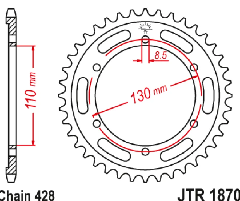 JT Zębatka Tylna JTR1870 rozmiar 428