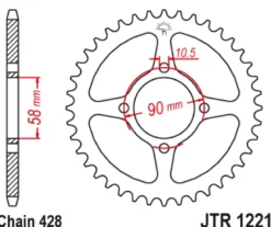 JT Zębatka Tylna JTR1221 rozmiar 428