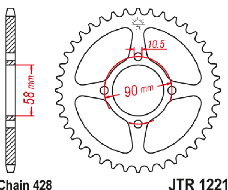 JT Zębatka Tylna JTR1221 rozmiar 428
