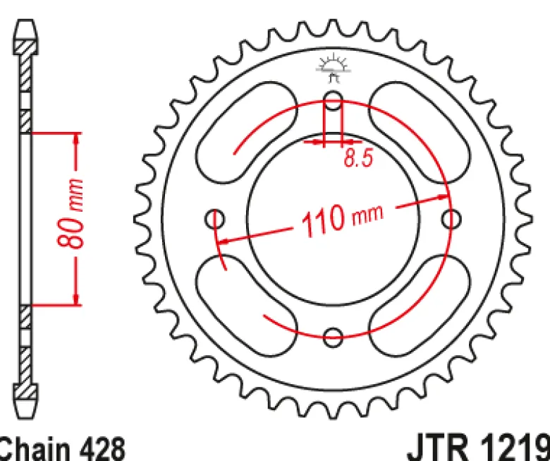 JT Zębatka Tylna JTR1219 rozmiar 428